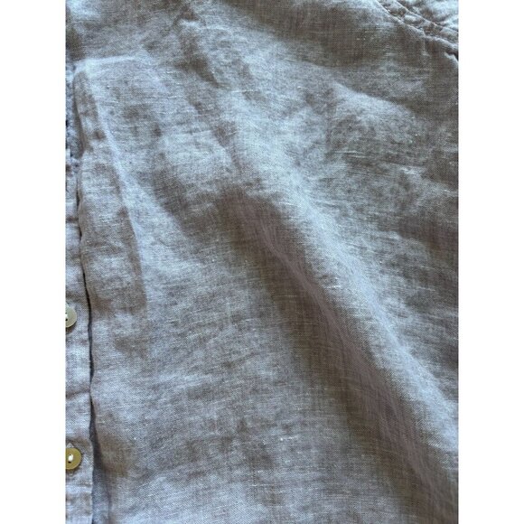 Tahari Linen Button Up Tunic Sz M Long Roll Tab Sleeves Lilac Lagenlook Coastal - Picture 8 of 10